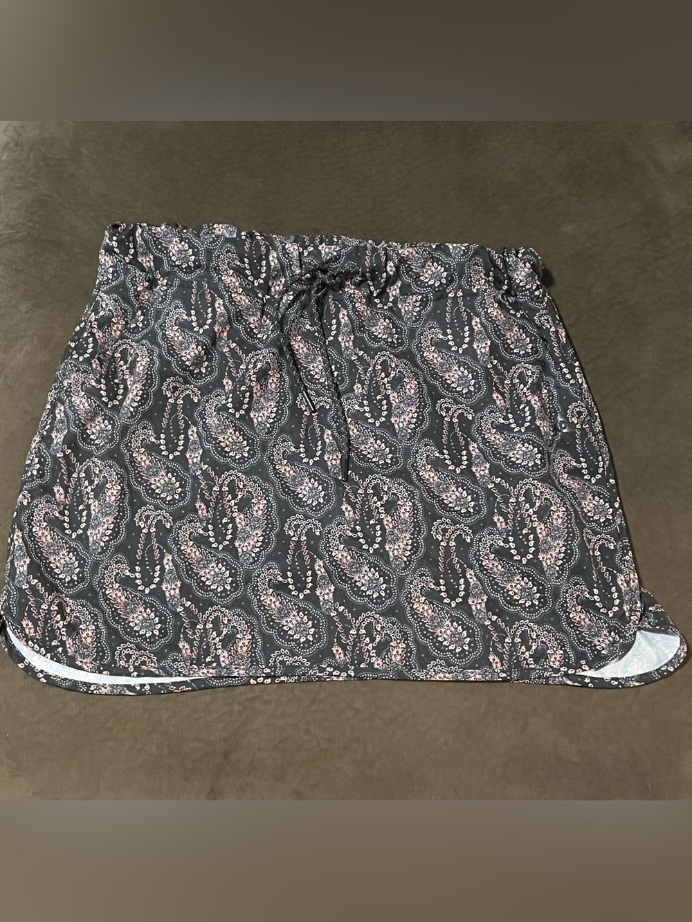 Gerry Weber Black Paisley Drawstring Mini Skirt with Pink Accents